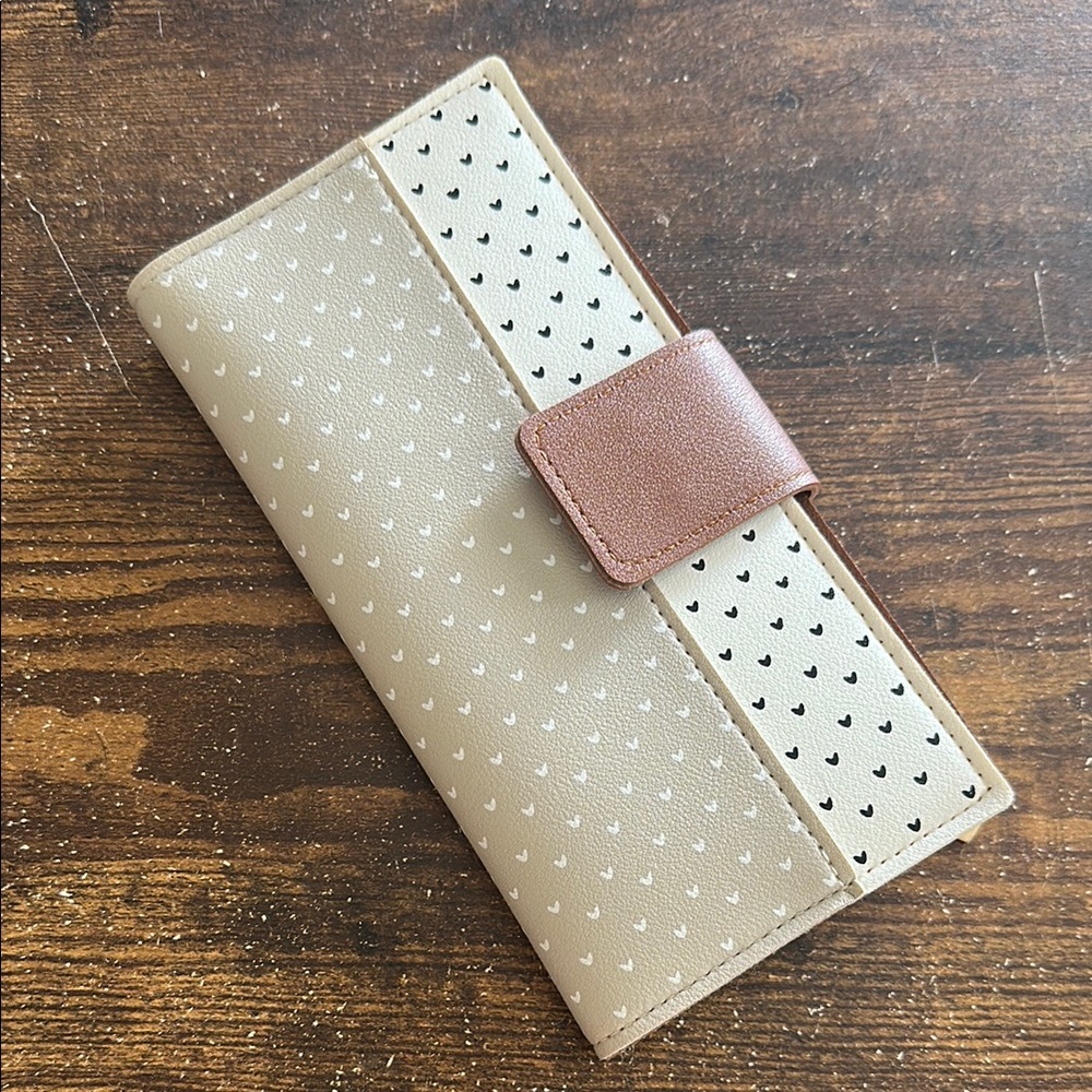 Beige and Brown Wallet with Pattern